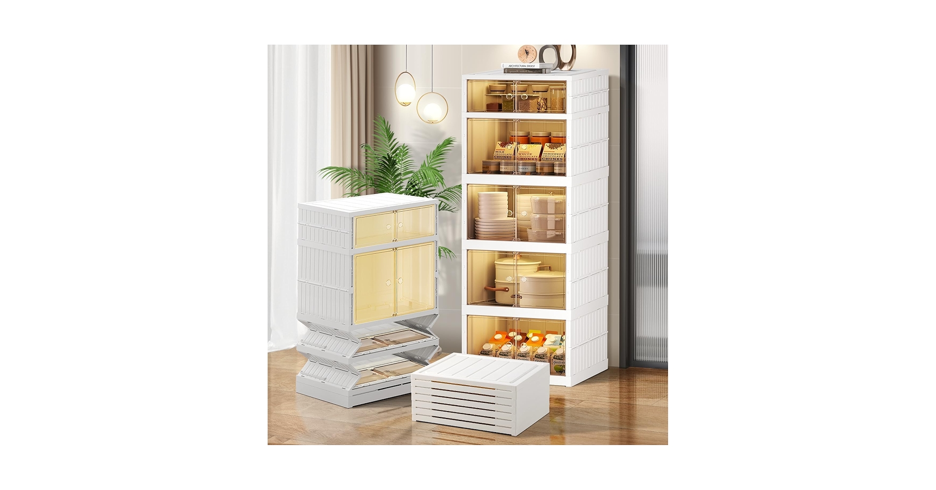 折りたたみ式収納プラスチック製キャビネット Amazon｜ドア付き折りたたみ収納ボックス 透明なプラスチック製
